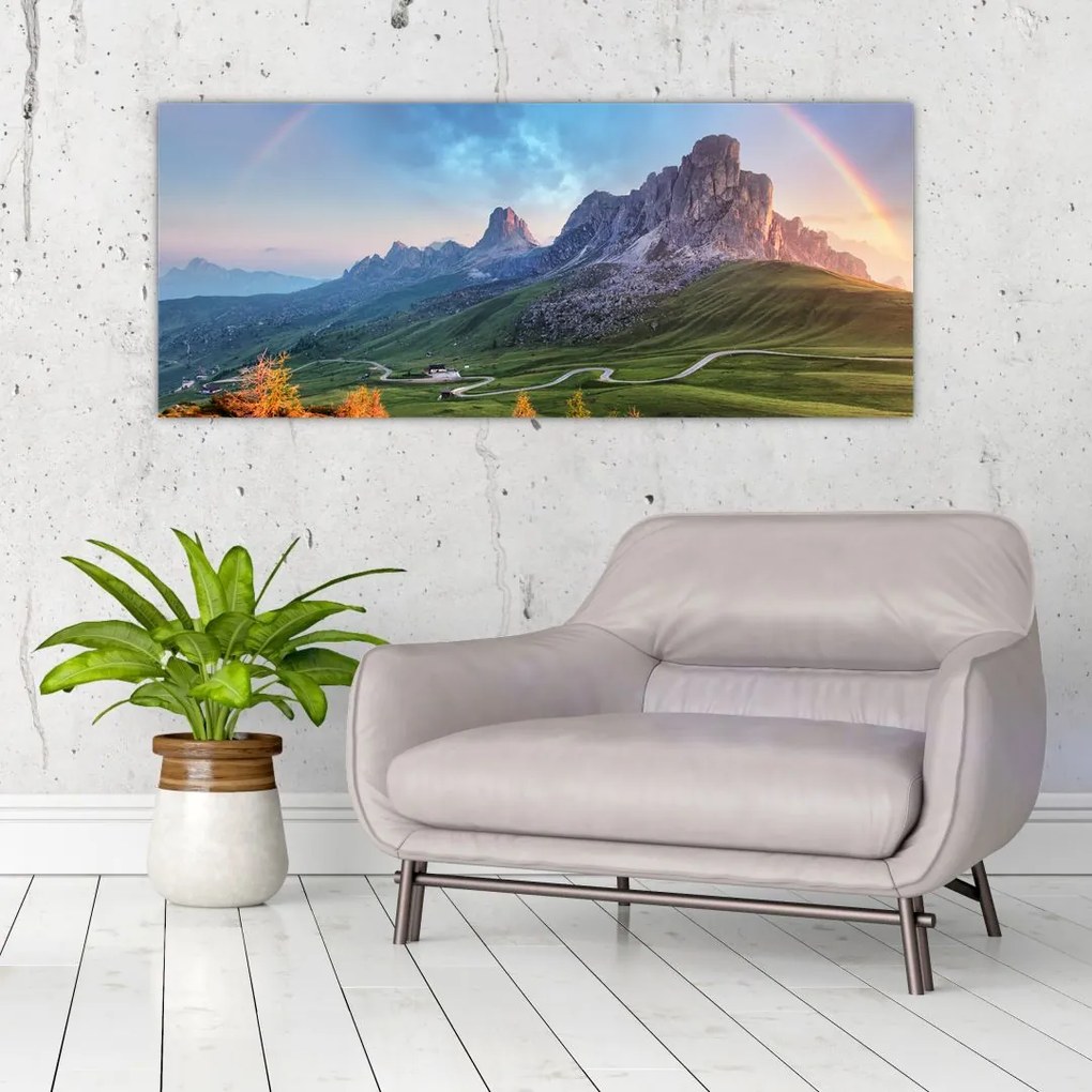 Obraz dúhy nad skaliskami (120x50 cm)