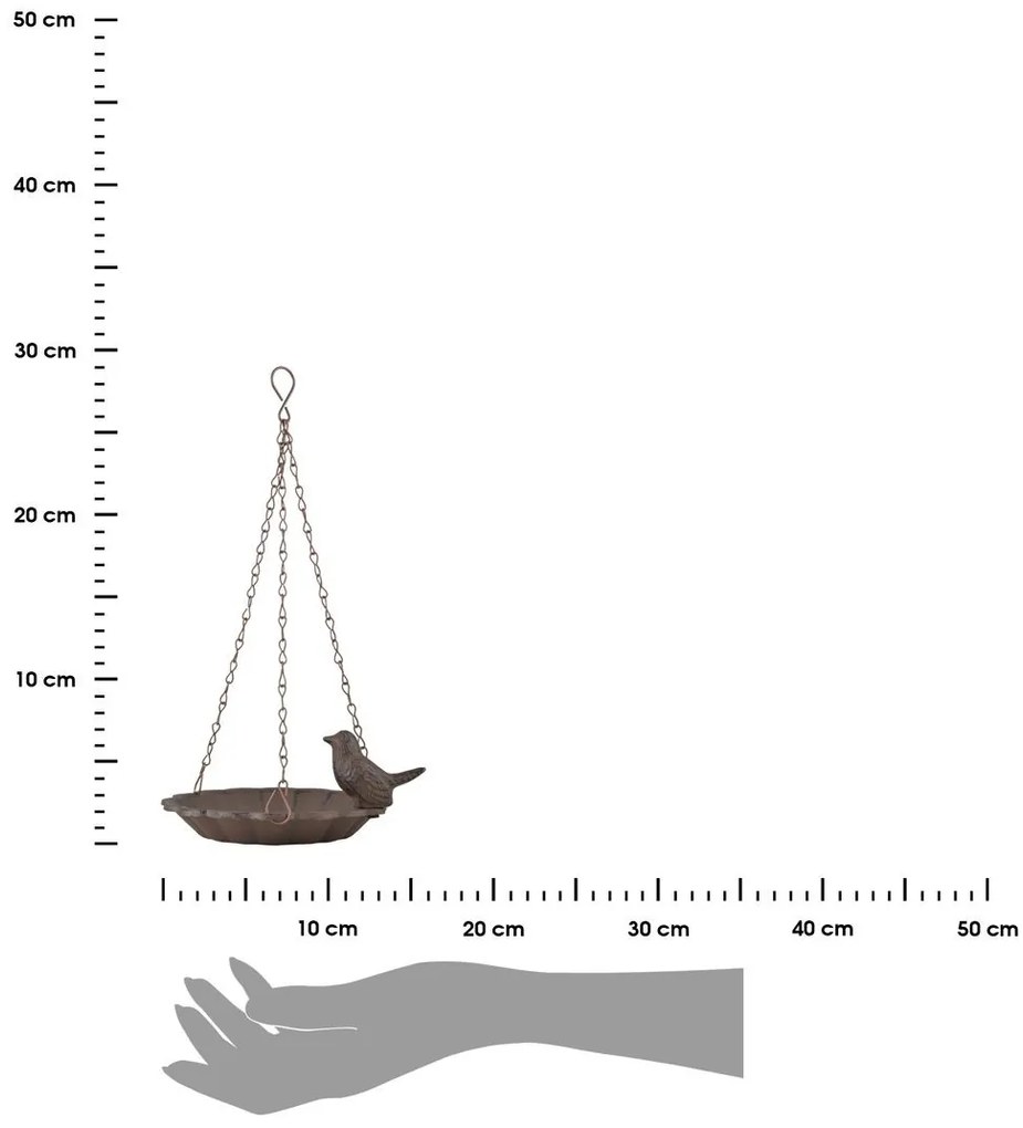 Závesné napájadlo pre vtáky Flower, 32x16 cm, liatina, hnedá