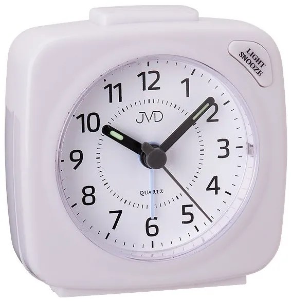 Analógový mini budík JVD SR951.7 s osvetlením a funkciou Snooze, 7 cm