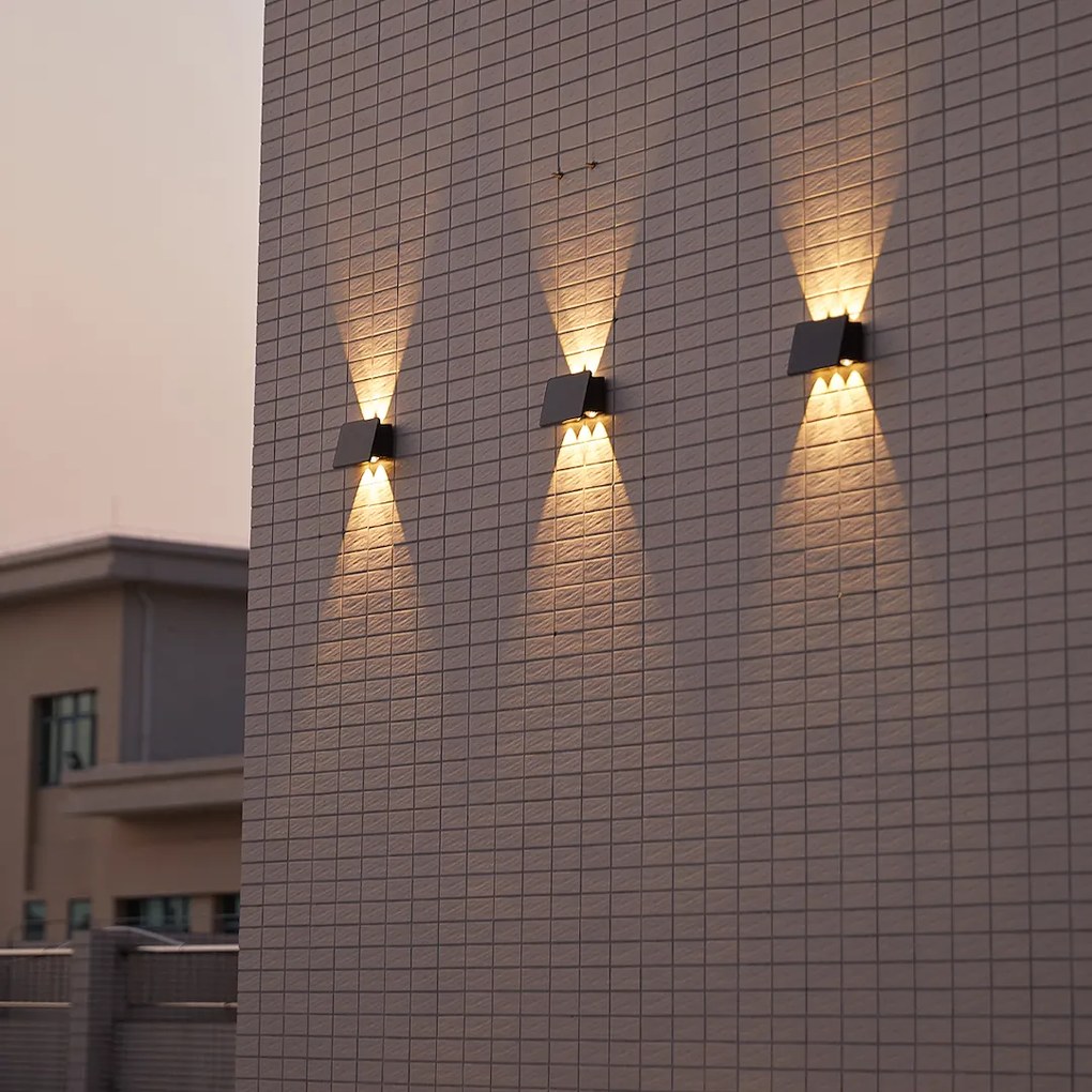 Exteriérové solárne nástenné LED svietidlo Alf1, 1x LED 2w, čierna