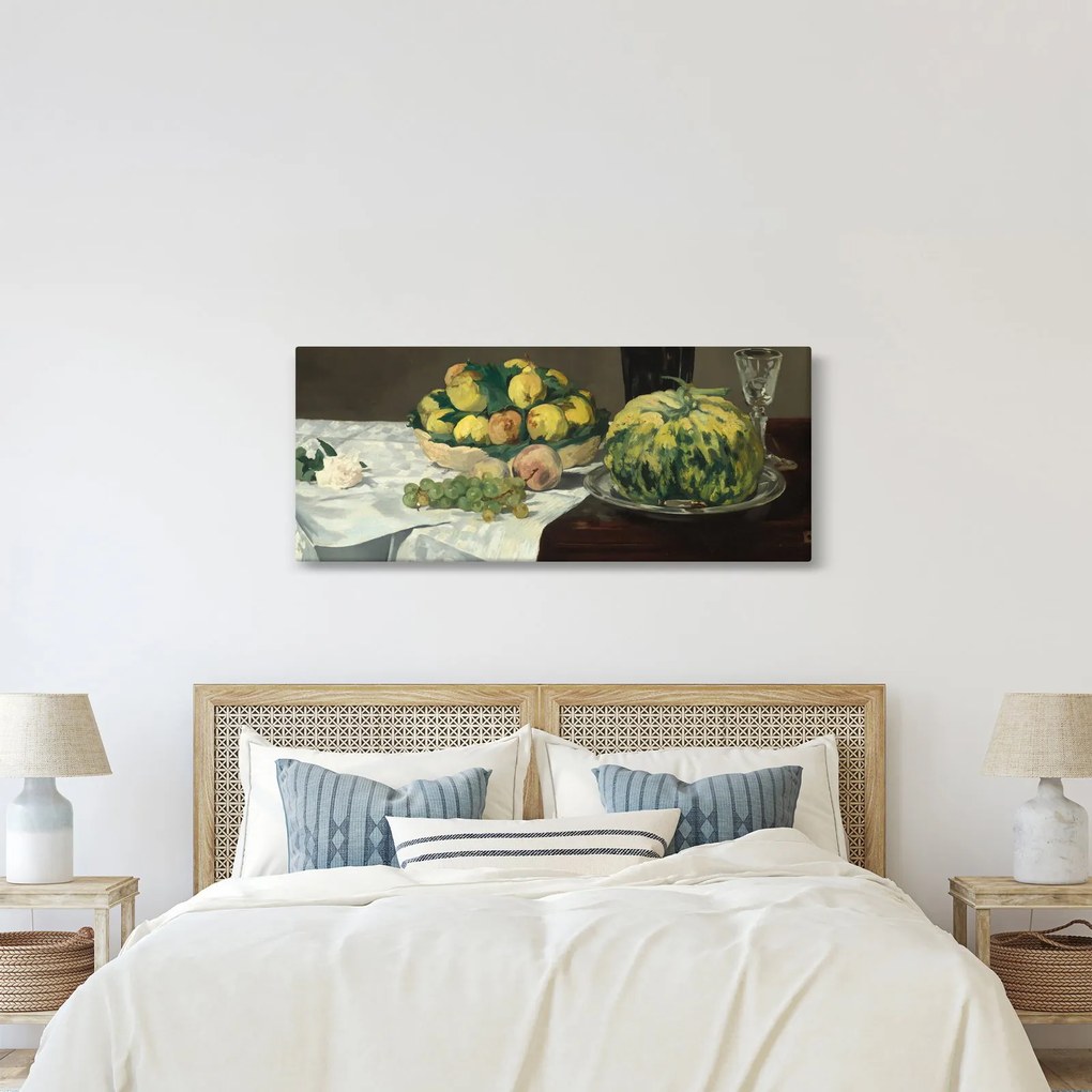 Obraz - Edouard Manet, Still Life with Melon and Peaches, reprodukcia (120x50 cm)