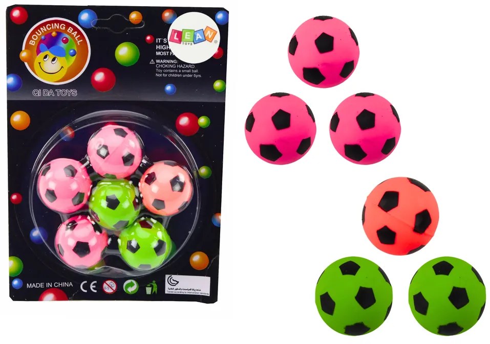 LEAN TOYS Sada futbalových gumených loptičiek – 6 kusov
