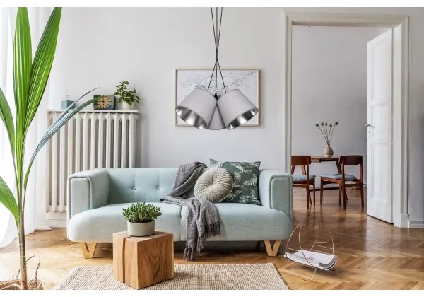 Luster na lanku ZOMA 3xE27/60W/260V šedá/lesklý chróm