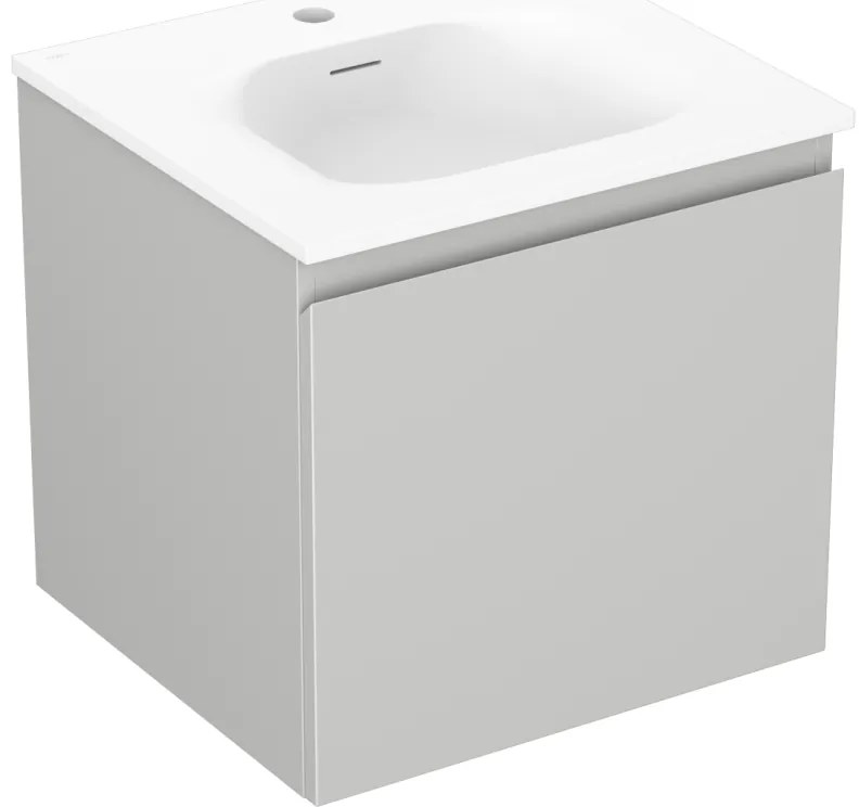 Mexen Orio, kúpeľňová skrinka 50 cm s umývadlom Vela, 1 zásuvka, šedá matná/biela matná, 91A10-05047-1-BF62-W23M01