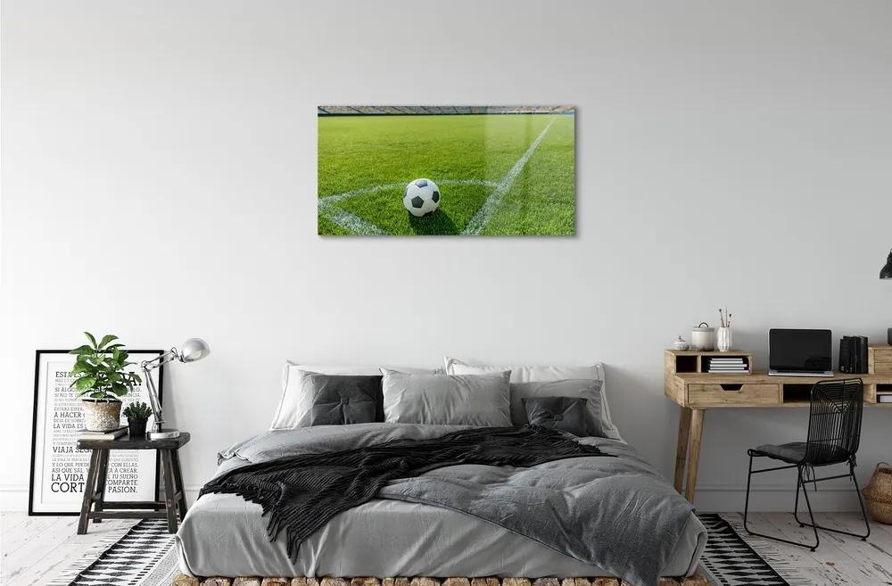 Obraz na skle Futbalový štadión trávy 125x50 cm