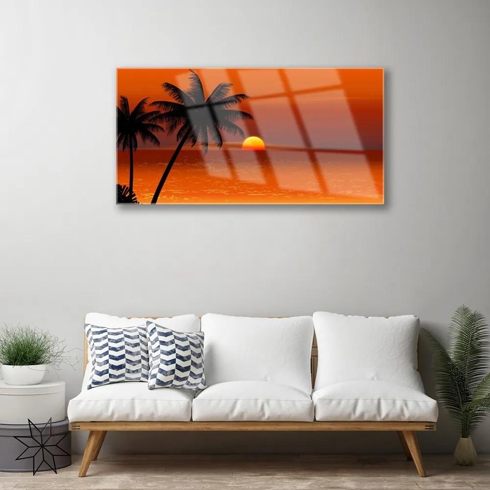 Obraz na skle Palma more slnko krajina 100x50 cm