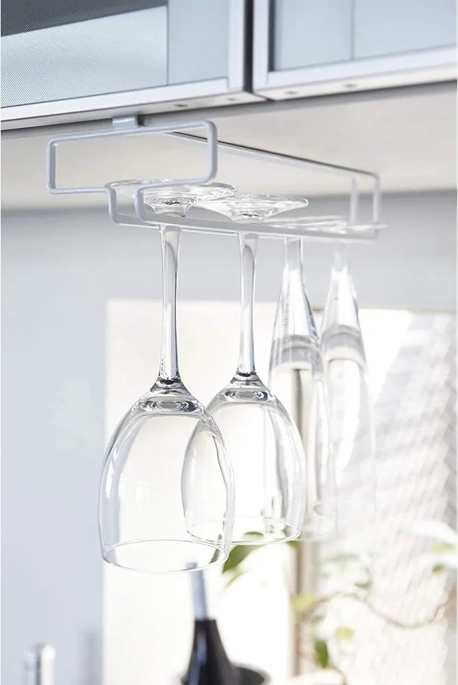 Biely závesný kovový držiak na poháre na víno Tower – YAMAZAKI