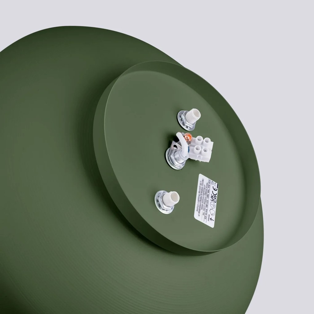 Stropné svietidlo Omiq, 1x olivovo zelené kovové tienidlo, (biely plast), (fi 30 cm)