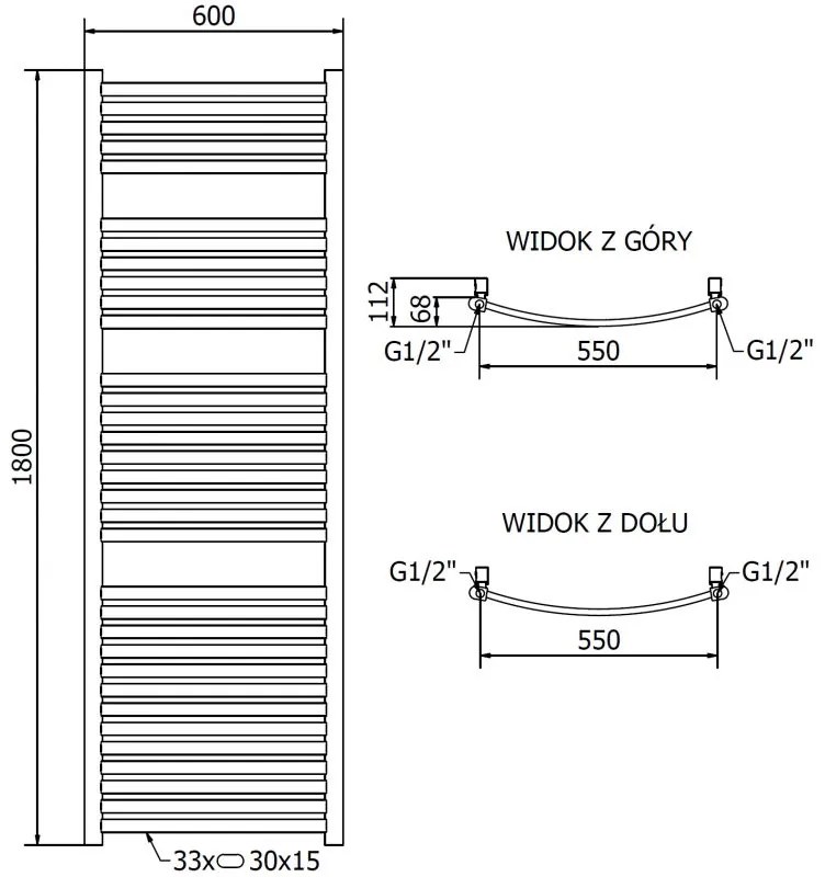 Mexen Helios, vykurovacie teleso 1800x600 mm, 786 W, zlatá lesklá, W103-1800-600-00-50