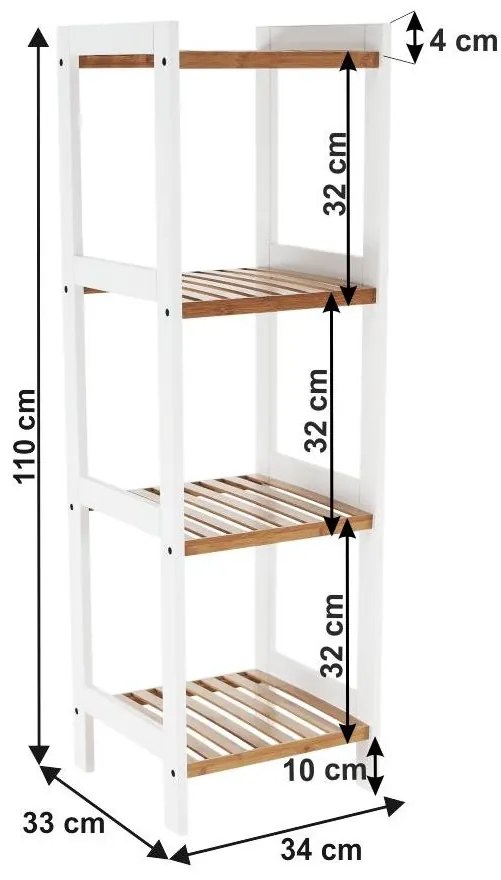 Tempo Kondela Regál, bambus prírodná/biela, ERAVA TYP 2