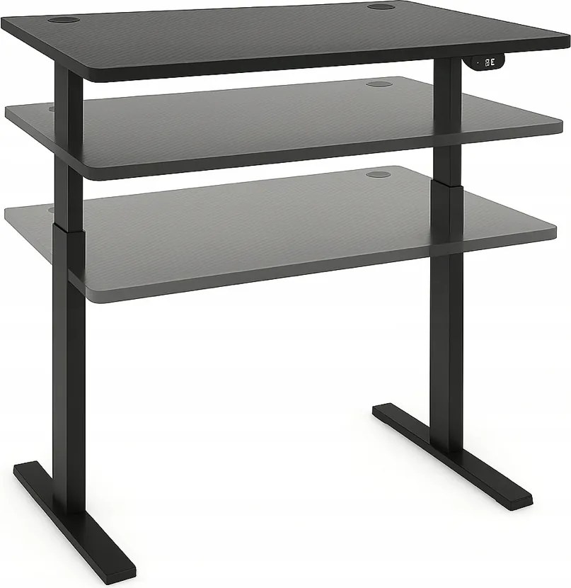 Elektrický výškovo nastaviteľný stôl 72 - 117 cm - orech, čierna Šírka: 60 cm | Dĺžka: 120 cm