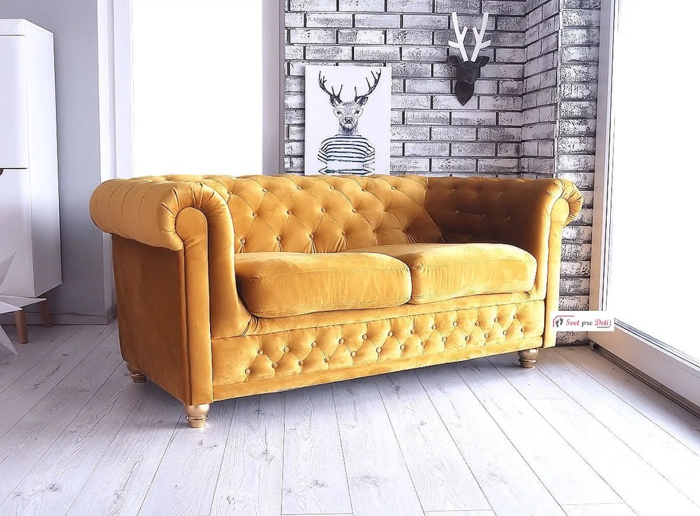 Sedačka Chesterfield vo farbe GOLD