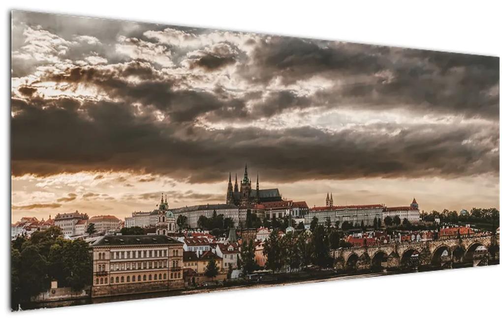 Obraz - zamračená Praha (120x50 cm)
