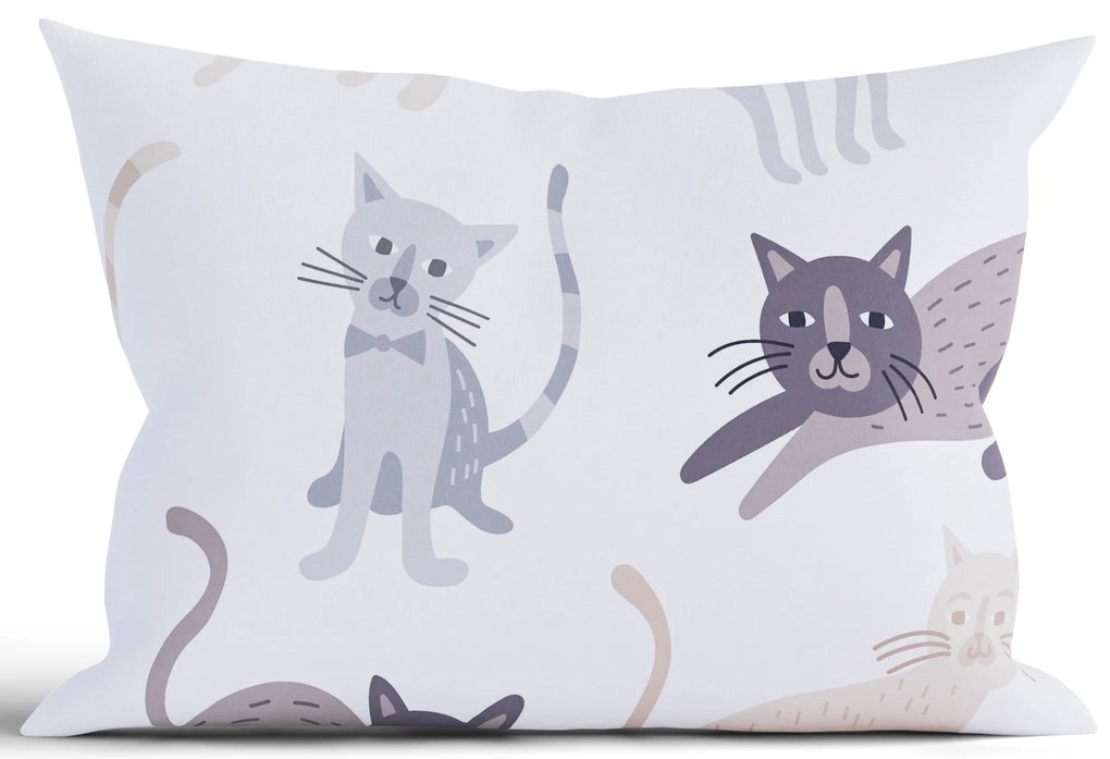 Bavlnená obliečka na vankúš Renforcé 50 × 70 cm - Mačičky