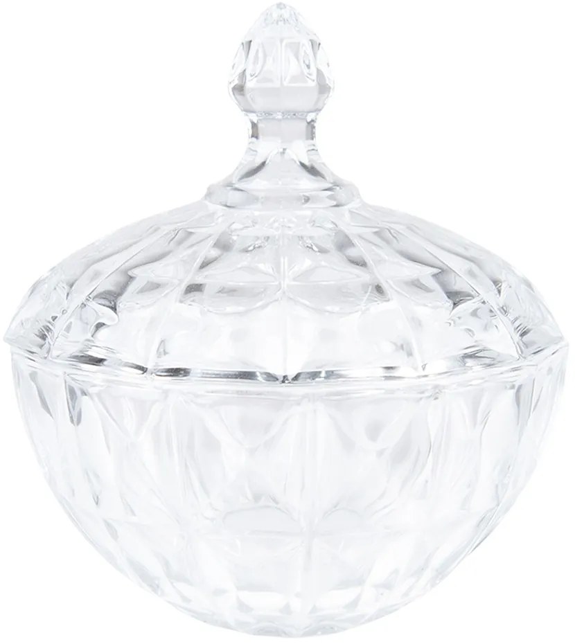 Transparentná sklenená miska dóza na cukrovinky s vekom - Ø 16*19 cm