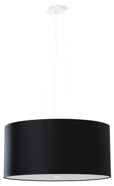 Závesné svietidlo Otto, 1x čierne textilné tienidlo, (biele sklo), (fi 50 cm)