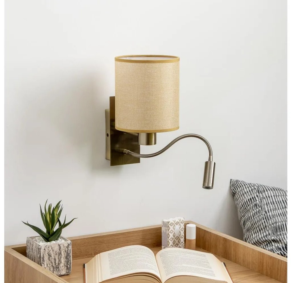 Brilagi - LED Nástenná lampa NUBILA 1xE27/25W/230V+LED/3W mosadz/svetlohnedá