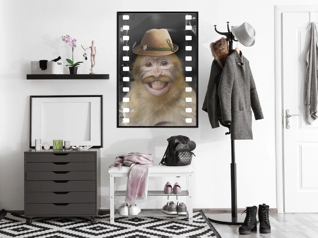Artgeist Plagát - Monkey In Hat [Poster] Veľkosť: 40x60, Verzia: Zlatý rám s passe-partout