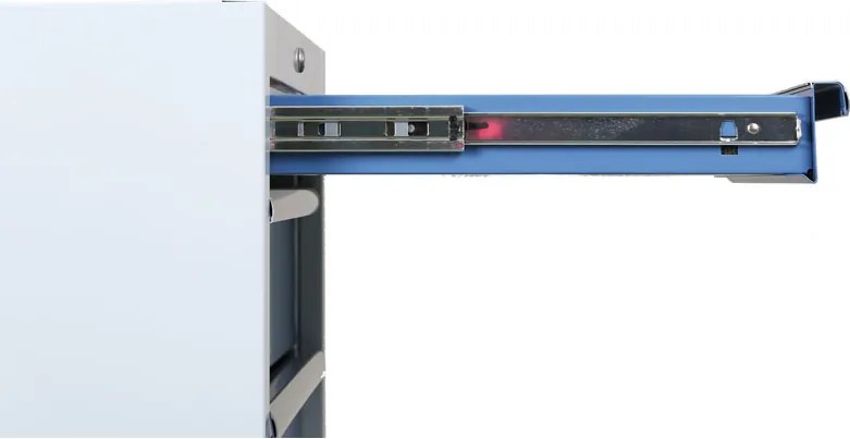 Zásuvkový dielenský box k pracovnej doske G2, 4 zásuvky, 680 x 455 x 910 mm, modrá