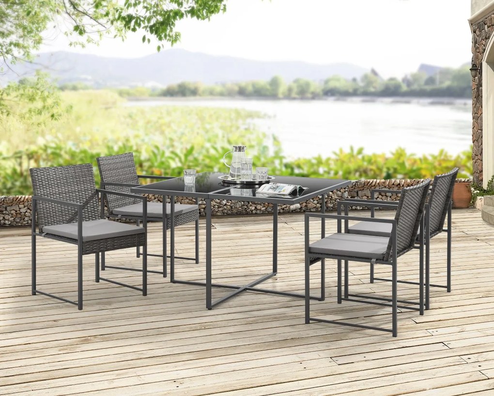 Záhradný jedálenský set 4+1 BestBerg BBGF-1011 / sivá