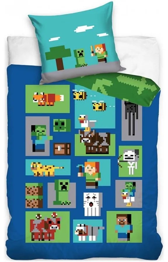 Bavlnené posteľné obliečky Minecraft - motív Mobs - 100% bavlna - 70 x 90 cm + 140 x 200 cm