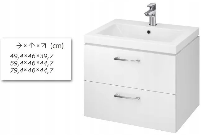 Cersanit Lara Como, závesná skrinka s umývadlom, 794x447x460 mm, biela lesklá, S801-149-DSM