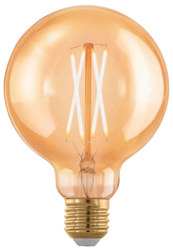 EGLO Retro stmievateľná filamentová LED žiarovka, E27, G95, 4W, 300lm, 1700K, teplá biela, jantárová