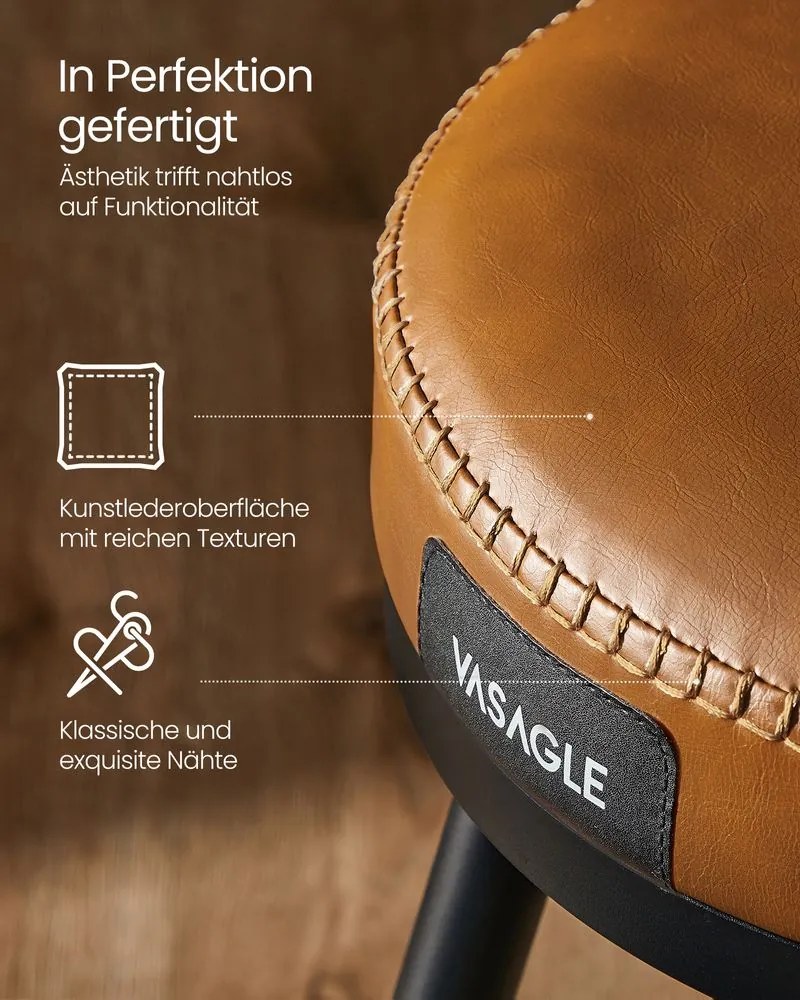 VASAGLE EKHO – Sada 2 barových stoličiek z umelej kože, otočné, LBC089 Farba: čierna