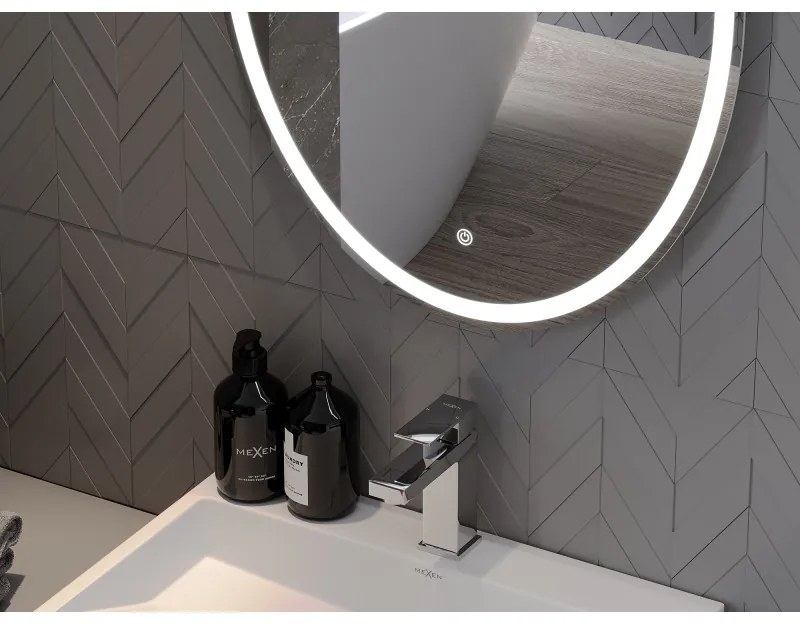 Mexen Elz, LED kúpeľňové zrkadlo s podsvietením 60 x 80 cm, 6000K, ochrana proti zahmlievaniu, 9802-060-080-611-00