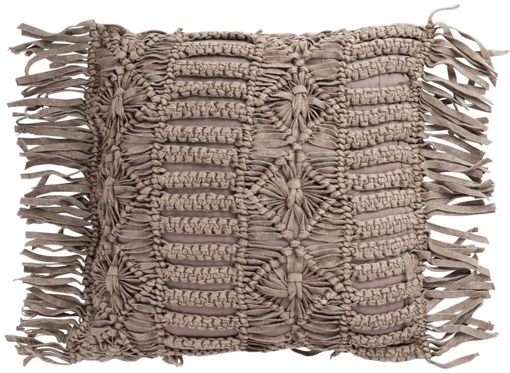 Bavlnený vankúš macramé Taupe so strapcami - 45 * 45 cm