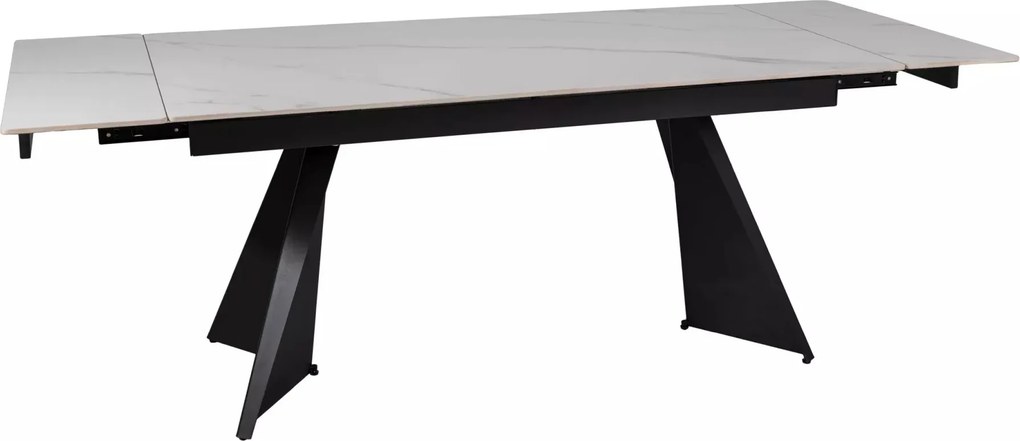 Jedálenský rozkladací stôl Laconi 160/220 cm keramika biely mramor/čierny