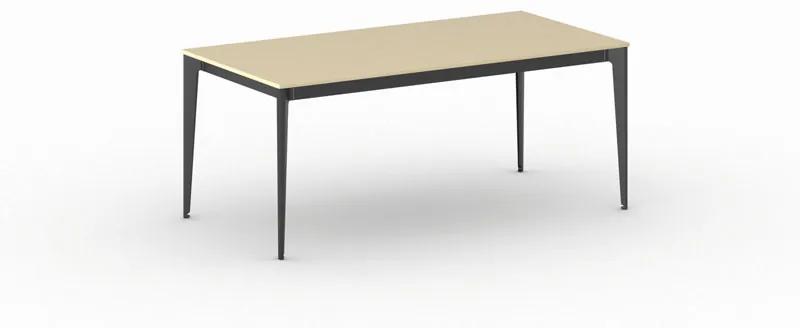 Kancelársky stôl PRIMO ACTION, čierna podnož, 1800 x 900 mm, biela