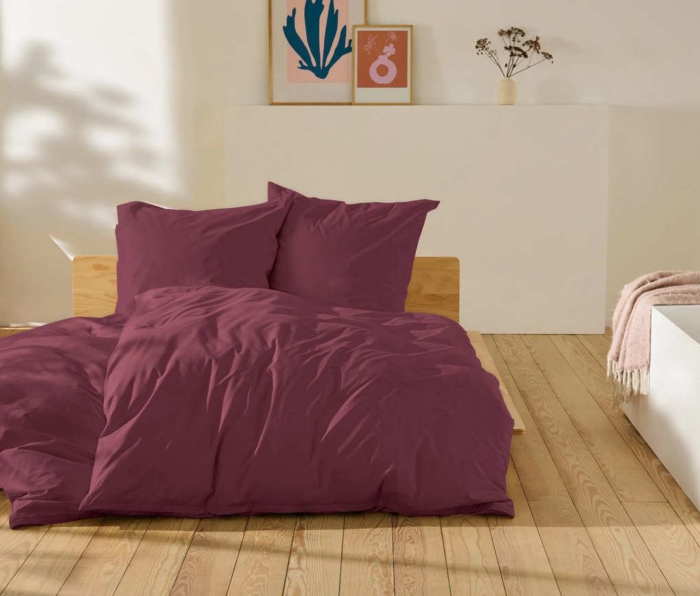 Posteľná bielizeň z perkálu, bordovočervená, štandardná veľkosť