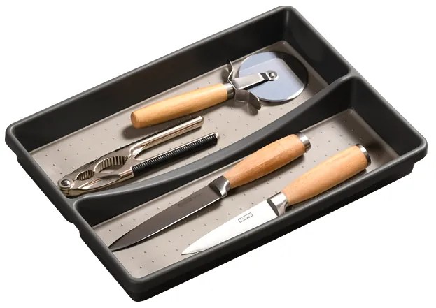 Kesper 2. jakost - Organizér do šuplíku, šedý, protiskluzový, s přepážkou GREY 33 x 23 cm