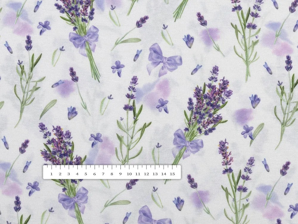 Biante Dekoračný obdĺžnikový obrus PML-085 Vetvičky levandúľ na bielom 140x220 cm