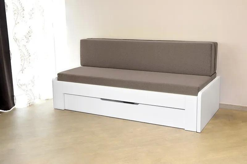 Ahorn DUOVITA 90 x 200 lamela - rozkladacia posteľ a sedačka 90 x 200 cm pravá - dub biely, lamino