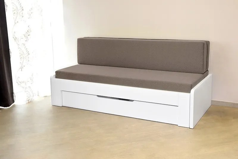 Ahorn DUOVITA 90 x 200 lamela - rozkladacia posteľ a sedačka 90 x 200 cm s podrúčkami - dub biely, lamino