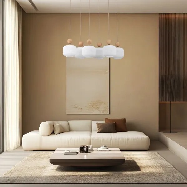 Závesný luster na lanku BALLO 6xE14/10W/230V béžová