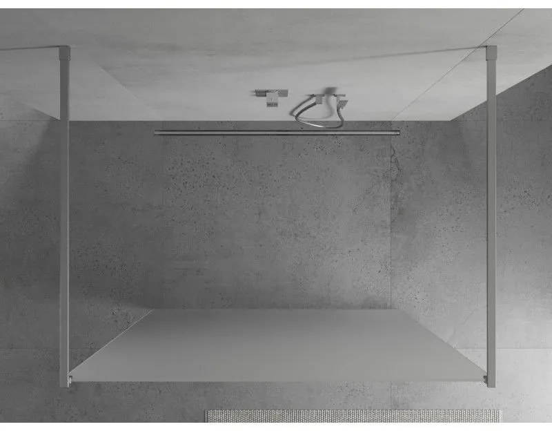 Mexen Kioto, priechodná sprchová zástena 100 x 200 cm, 8mm sklo námraza, 2x chrómová stabilizačná rozpera, 800-100-002-01-30