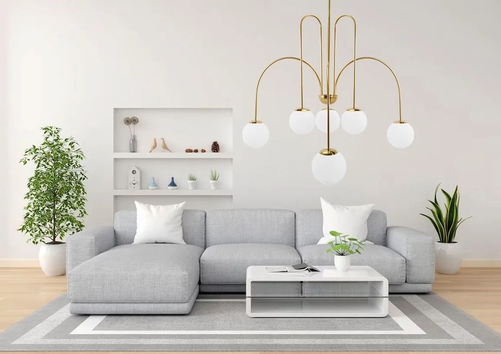 Toolight Toolight, stropné svietidlo 6xE27, APP1584-6CP, zlatá-biela, OSW-03609