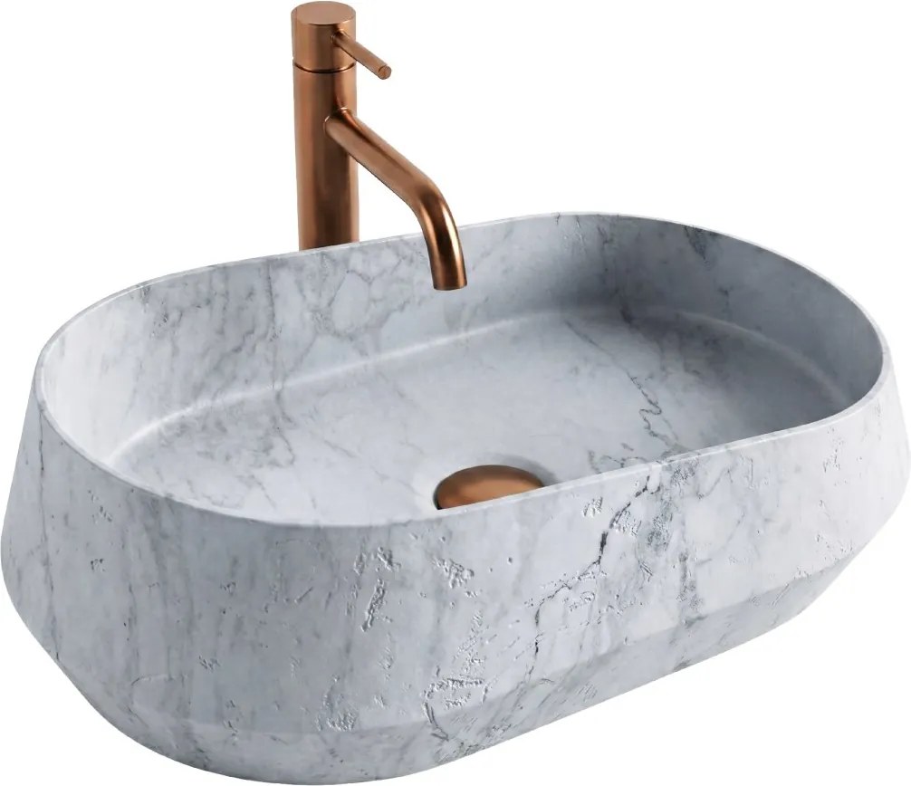 Rea Zoe Venice, umývadlo na dosku 590×380×170 mm, imitácia kameňa sivá matná, REA-U3541