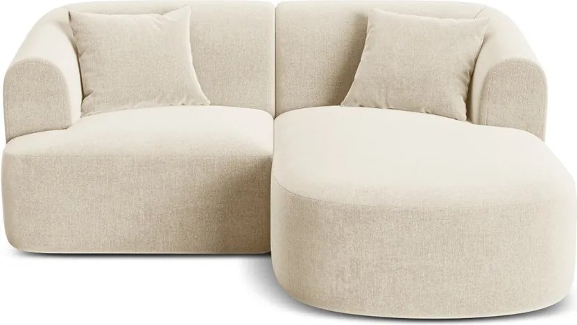 Béžová zamatová rohová pohovka (pravý roh/s leňoškou) Campi – Cosmopolitan Design