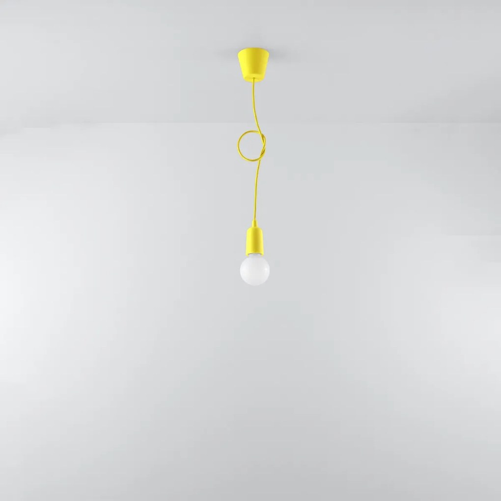 Závesné svietidlo Diego 1, žlté telo svietidla