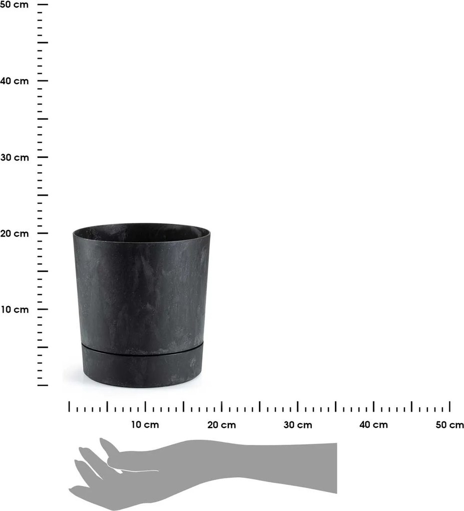 Kvetináč s podmiskou AZALEA 17,5 cm čierny betón