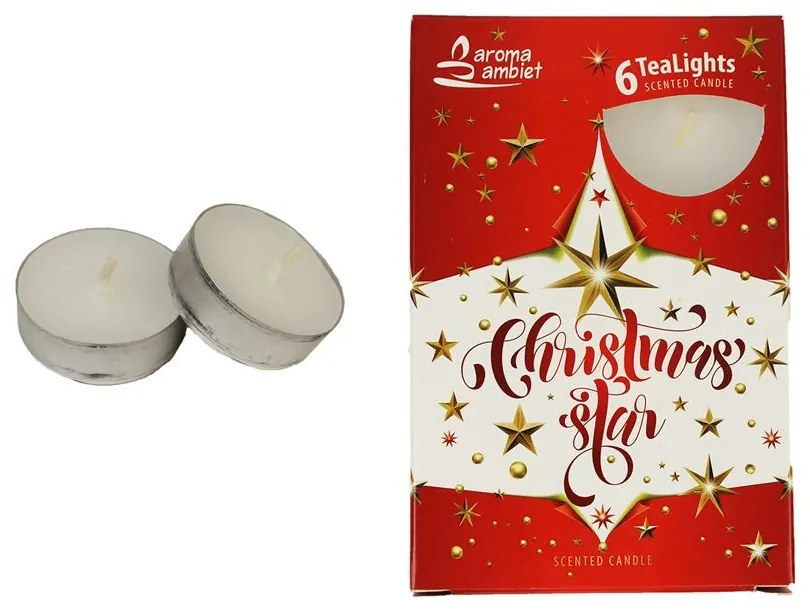 Sviečka čajová CHRISTMAS STAR WHITE 6ks MSC-TL1030