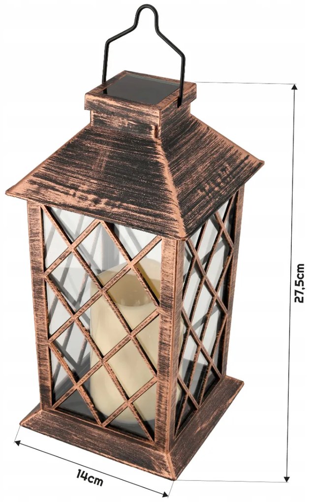 BERGE Záhradný lampáš LED solárny lampáš medený 2V 35MA