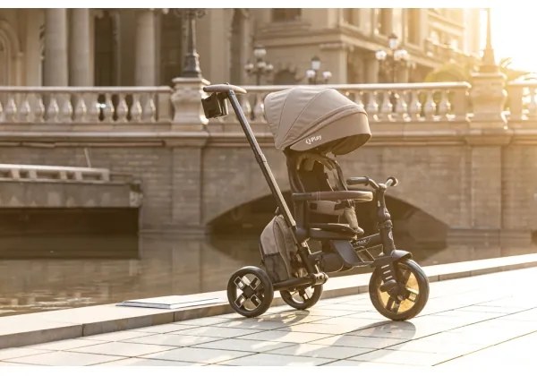 QPlay - Detská trojkolka 7v1 COMFO MAX hnedá