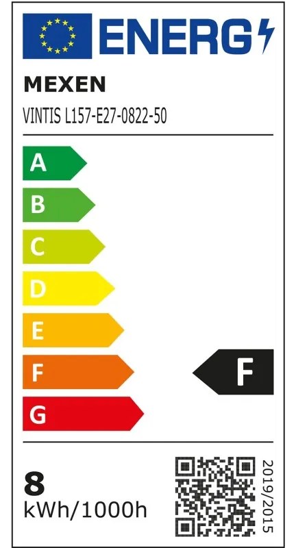 Mexen Vintis, LED žiarovka E27, G95, 8W, Teplá - 2200K, 750 lm, jantárová - L157-E27-0822-50