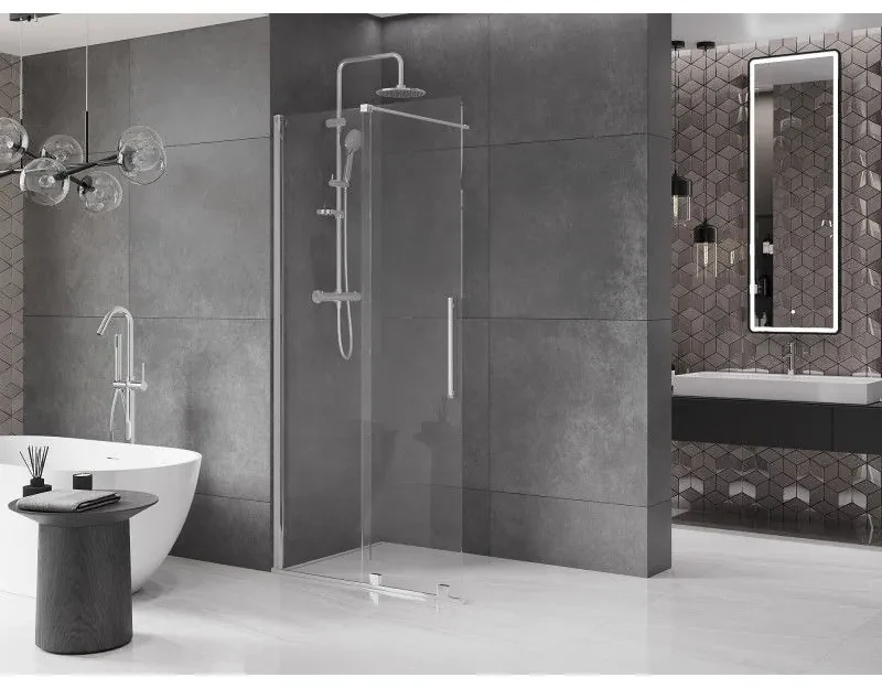 Mexen Velar, posuvné dvere do otvoru typ Walk-In 75 cm, 8mm číre sklo, chrómová, 871-075-000-03-01