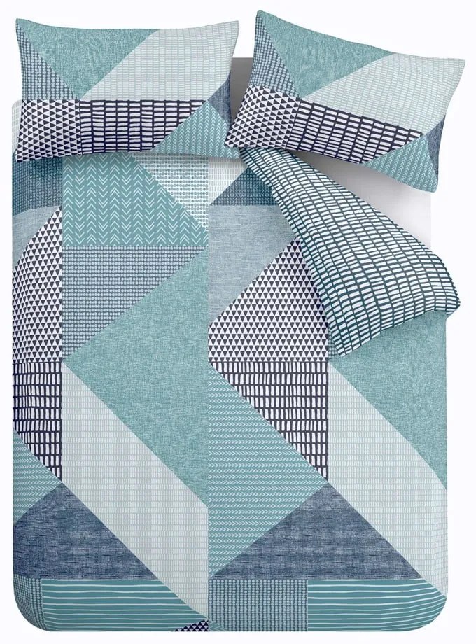 Zelenomodré obliečky na jednolôžko 135x200 cm Larsson Geo – Catherine Lansfield